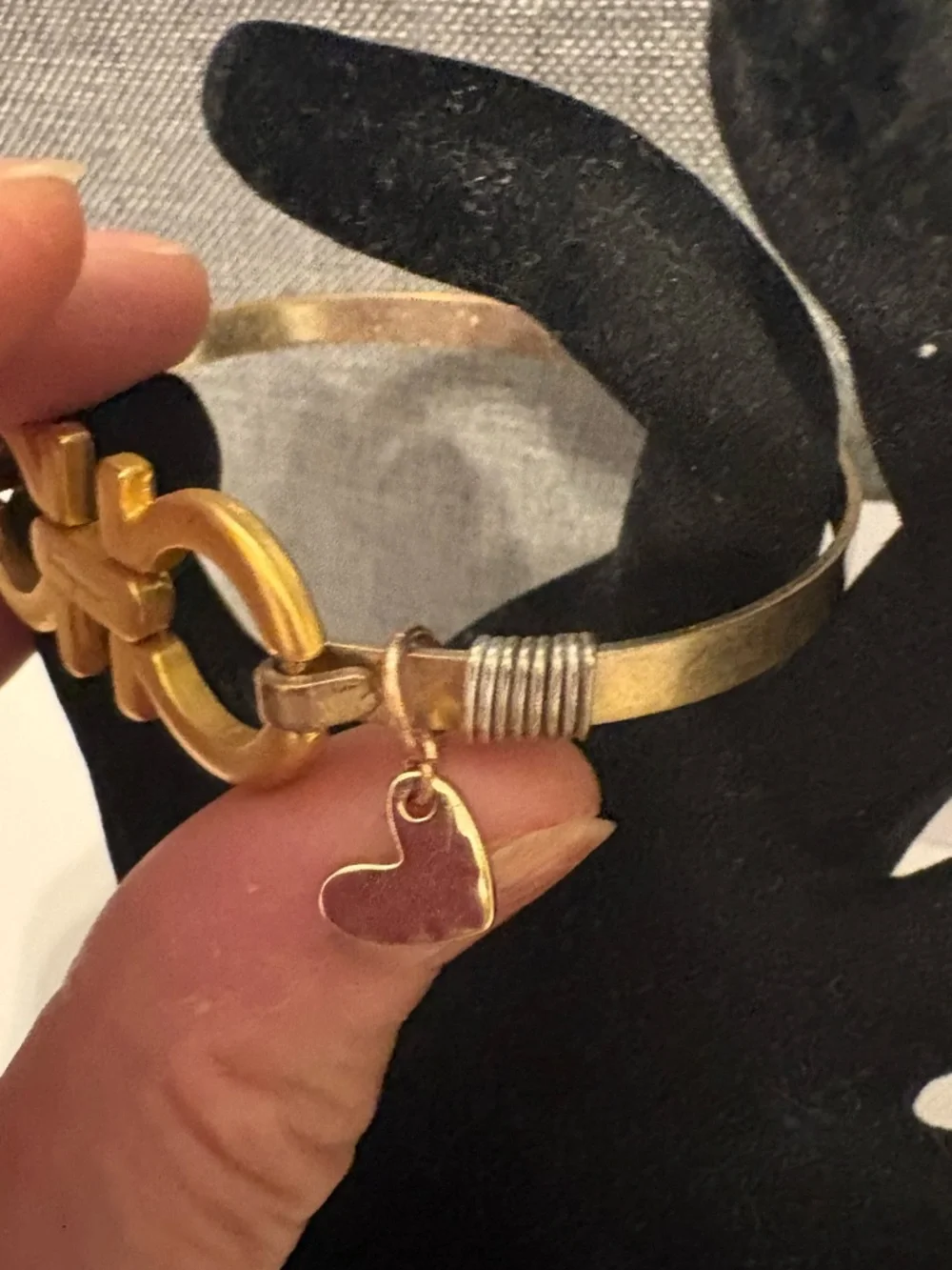 Authentic Salvatore Ferragamo charm set on unbranded bangle bracelet